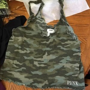 Victoria’s Secret Pink Cozy Camo Ruffle Tank